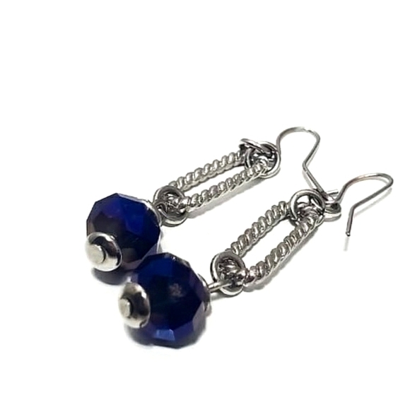 4/$20 Blue Glass Drop Earrings Handmade Beaded Blue Crystal Dangle Earrings 🌴 - Picture 1 of 3